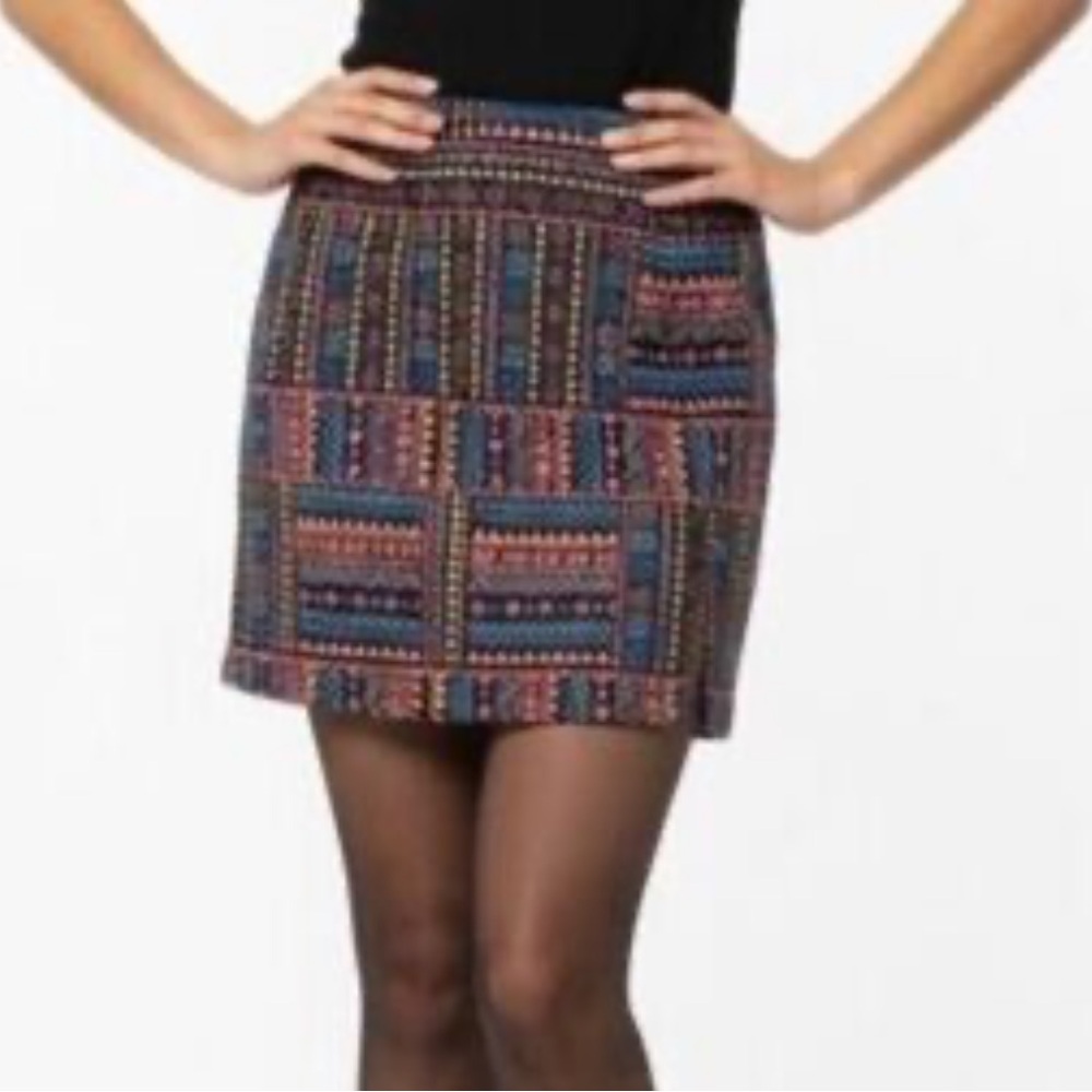 Savanna Jane Ribbed Velour Aztec Mini Skirt Western Boho Southwestern Medium